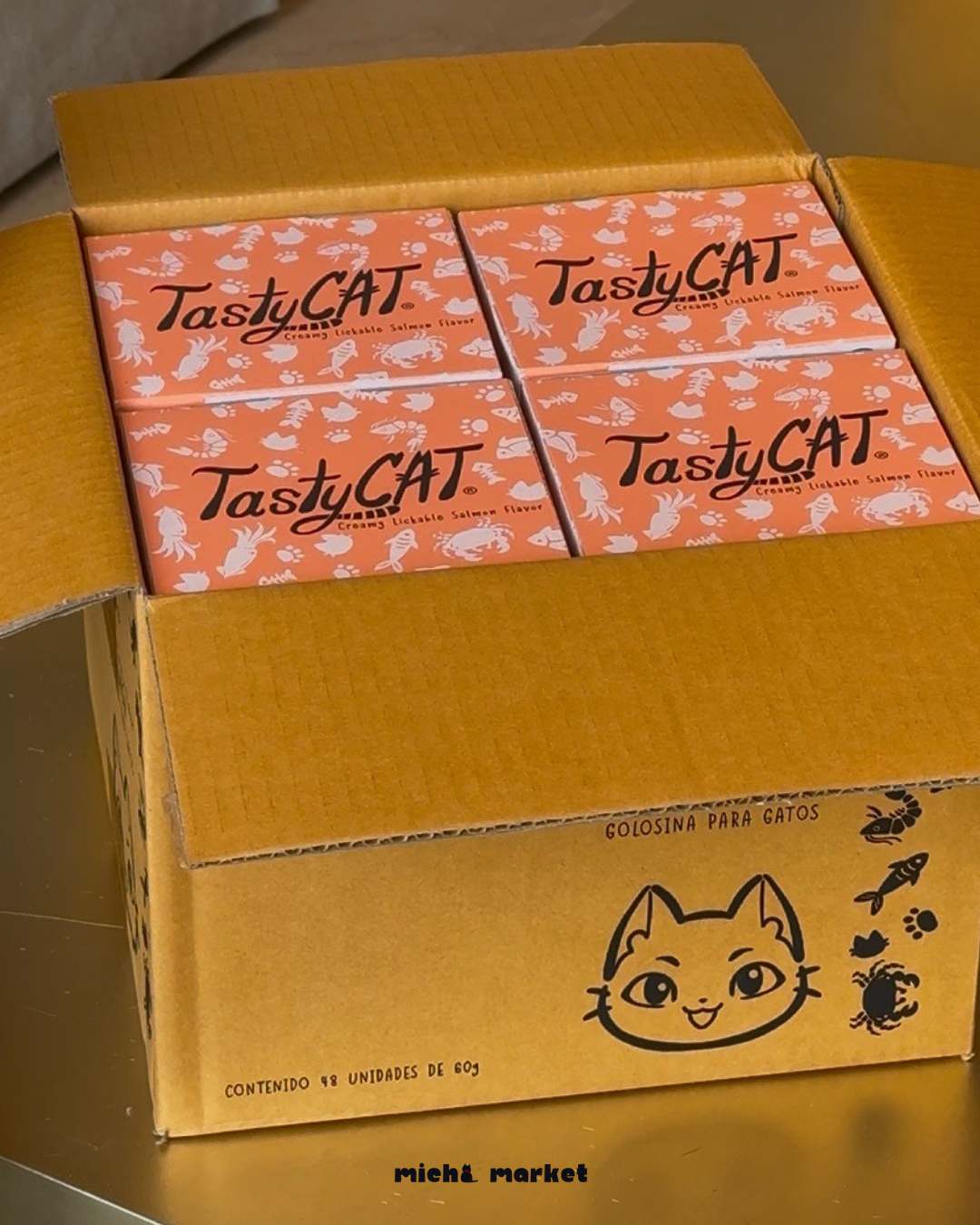 Caja de 48 sobres Tasty Cat Sabor Salmón