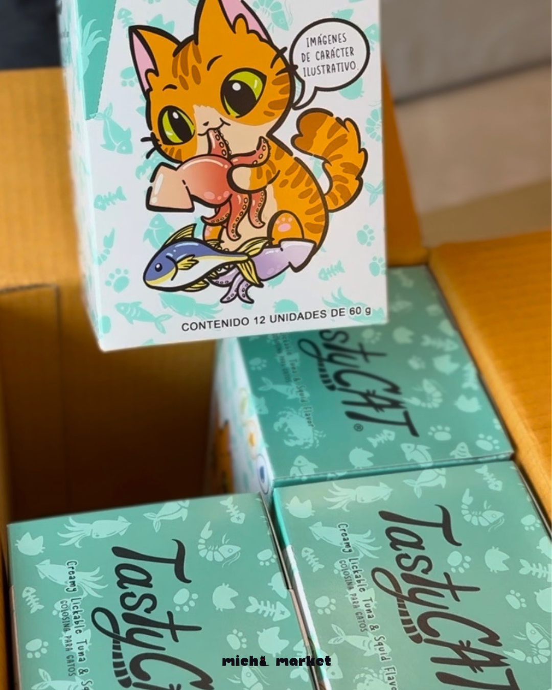 Caja de 48 sobres Tasty Cat Sabor Atún y Calamar